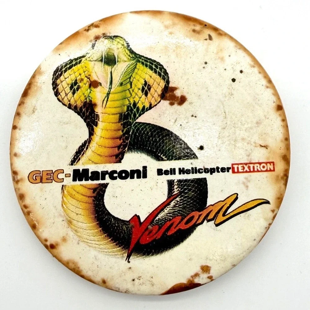 Vintage Bell Helicopter‎ TEXTRON Venom Cobra Snake Pin Badge Collectible GEC